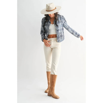 PLAID DENIM JACKET - Southern Sassy Boutique