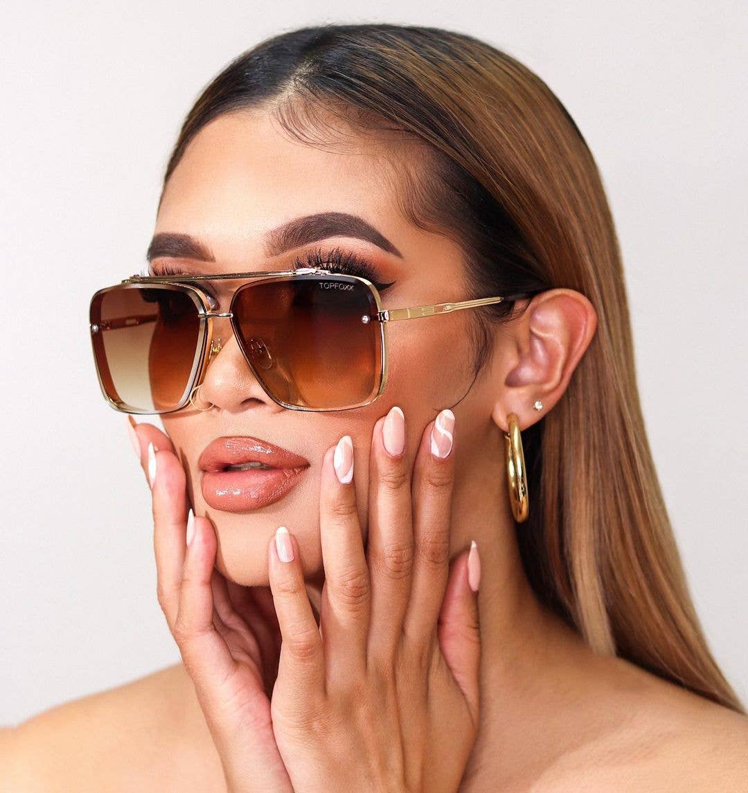 Small Bella Coffee - Tangle Free Aviator Sunglasses