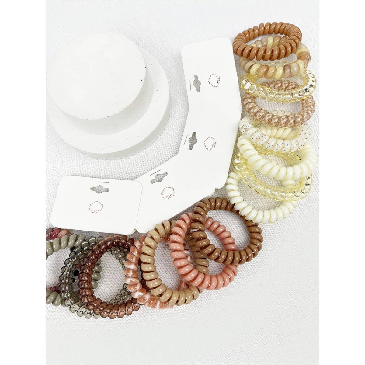 Cream and Multi Design Spiral Hair Ties - Southern Sassy Boutique