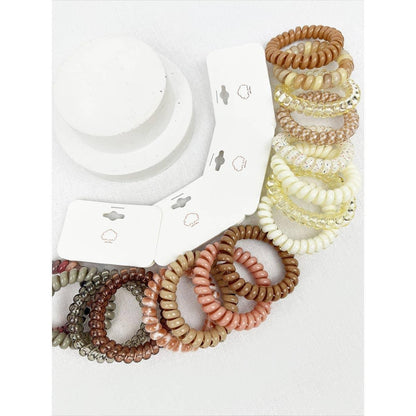 Cream and Multi Design Spiral Hair Ties - Southern Sassy Boutique