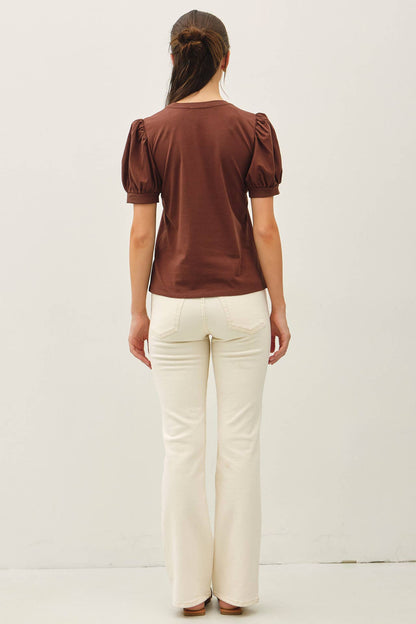 COTTON JERSEY PUFF SLEEVE T-SHIRTS