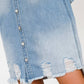 Ripped Raw Trim Denim Shirt Dress