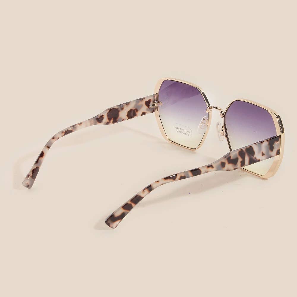 Thin Metallic Frame Large Lens Sunglasses