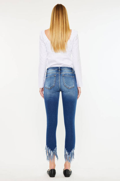 Mid Rise Hem Detail Ankle Skinny - KC9169D-OP - Southern Sassy Boutique