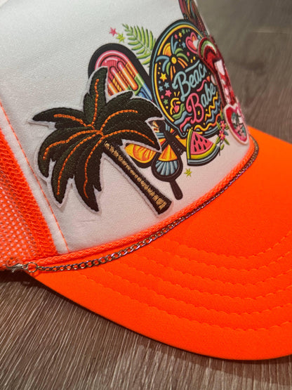 Beach Babe Neon Trucker Hat - Southern Sassy Boutique
