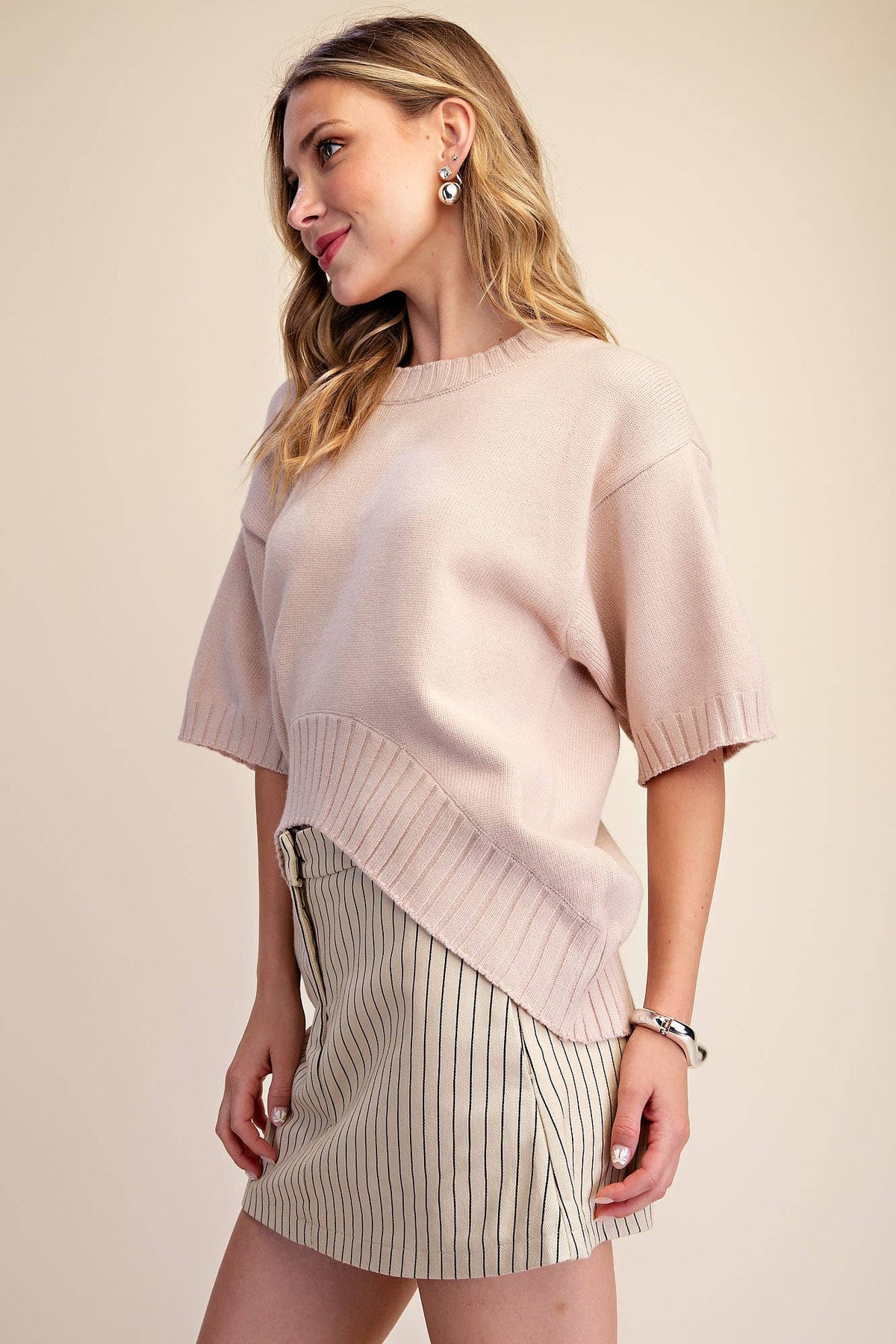 Soft Feel Asymmetric Hem Sweater