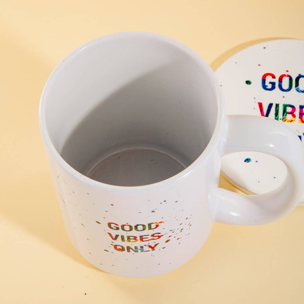 Good Vibes Only 15 Oz Mug With Matching Coaster Gift Set