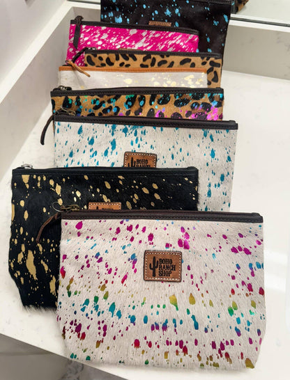 Western Cowhide Makeup Bag Travel - Southern Sassy Boutique