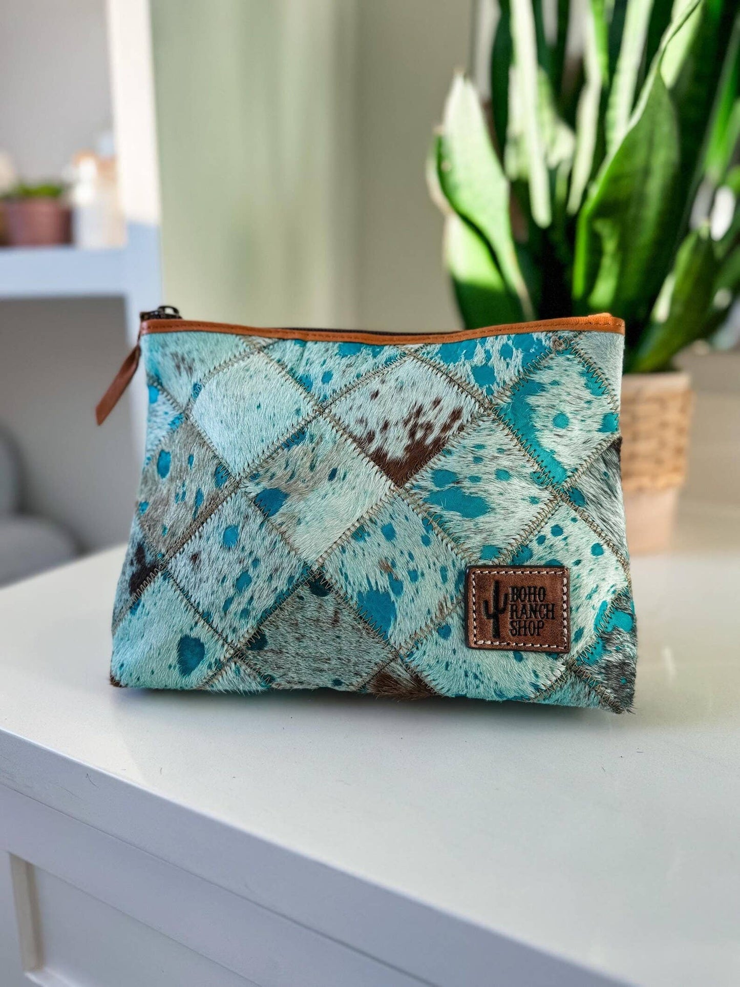 Western Cowhide Makeup Bag Travel