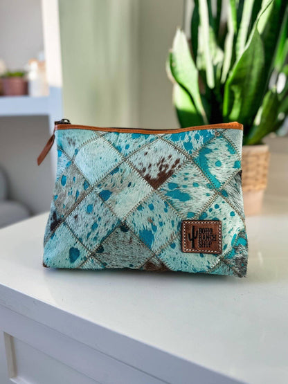 Western Cowhide Makeup Bag Travel - Southern Sassy Boutique