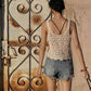 Vintage Embroidery Hollow Out Crochet Knit Vest