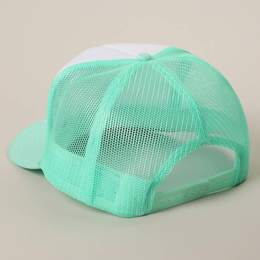 Two-Tone Mesh Back High Crown Foam Trucker Hat - Southern Sassy Boutique