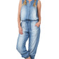 Chambray Sleeveless Jumpsuit