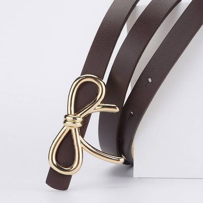 Bow Faux Leather Skinny Belt