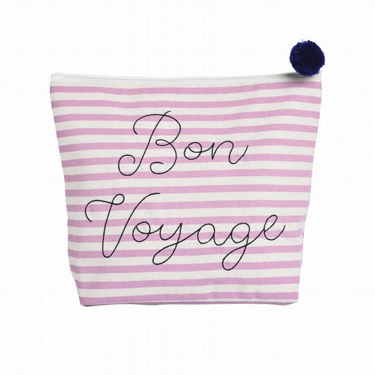 Large Cotton Blue Bon Voyage Cosmetic Bag