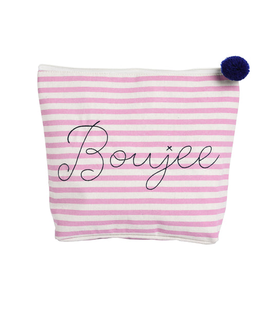 Large Cotton Blue Boujee Cosmetic Bag