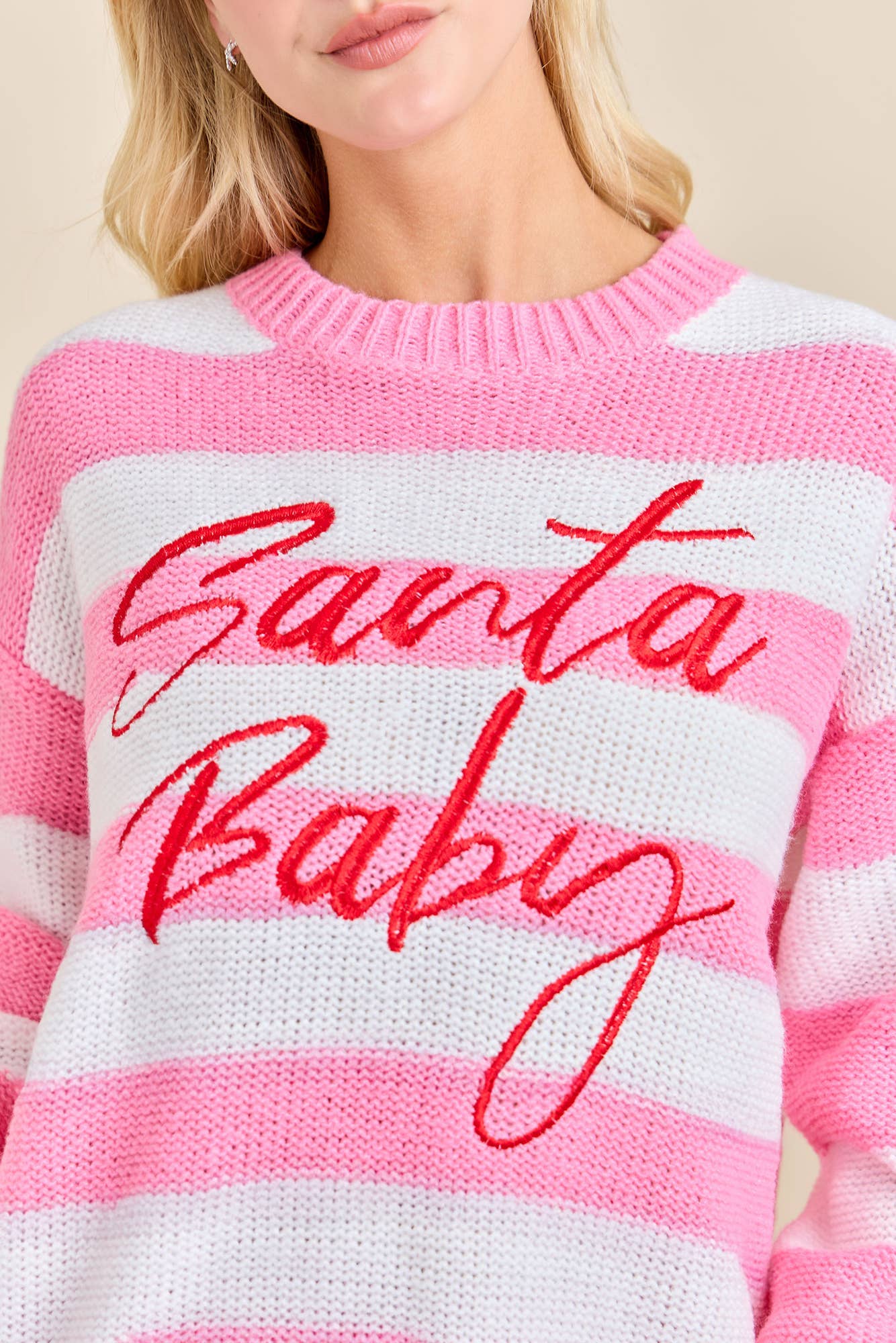 Santa Baby Sweater Featuring Bold Embroidered