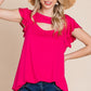 Solid Jersey Cut Out Bell Sleeve Top