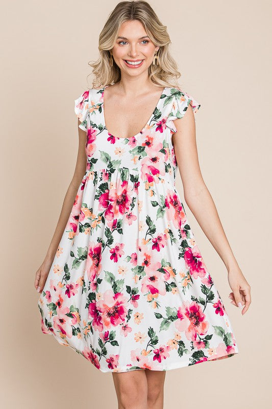 Floral Print Scoop Neck Dress