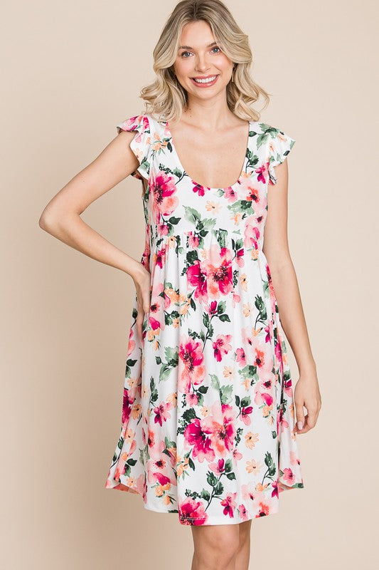 Floral Print Scoop Neck Dress