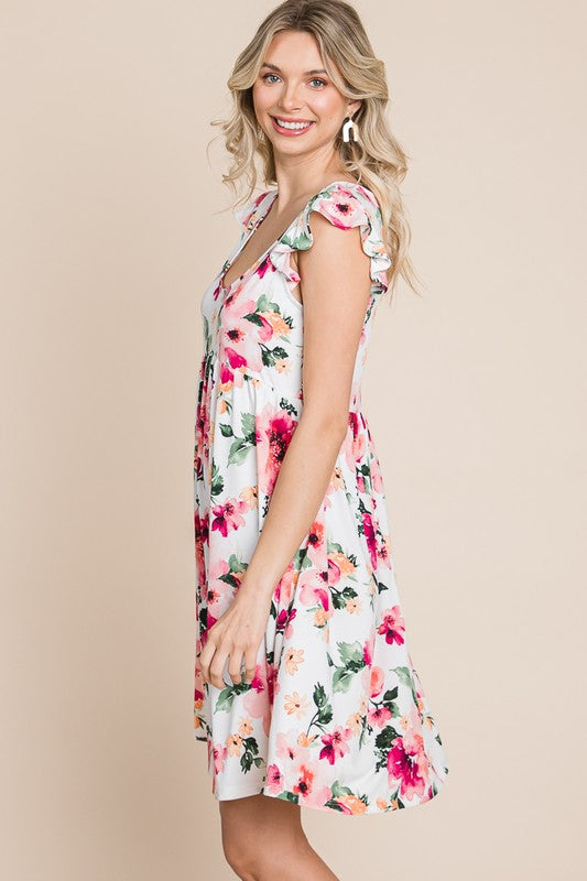 Floral Print Scoop Neck Dress