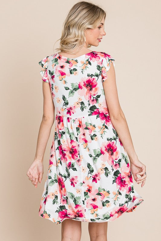 Floral Print Scoop Neck Dress