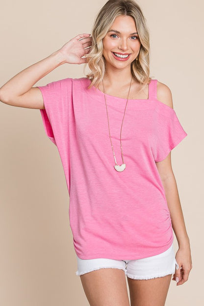 French Terry Open Shoulder Top