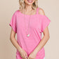 French Terry Open Shoulder Top