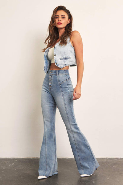 High Rise Seam Details Flare - Southern Sassy Boutique