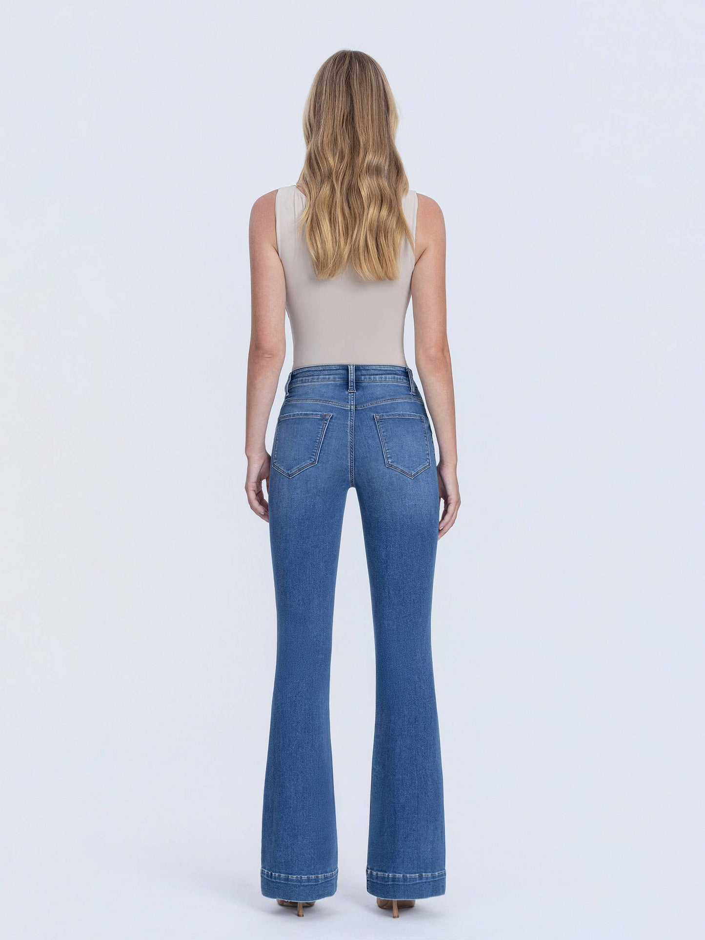 SUPER HIGH RISE TROUSER HEM FLARE JEANS LV1955 - Southern Sassy Boutique