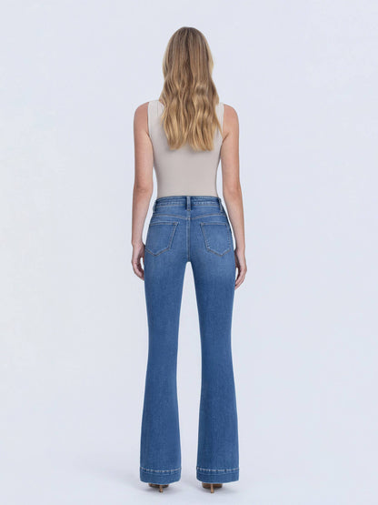 SUPER HIGH RISE TROUSER HEM FLARE JEANS LV1955 - Southern Sassy Boutique