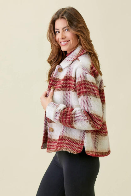 Plaid Printed Jacket - Southern Sassy Boutique