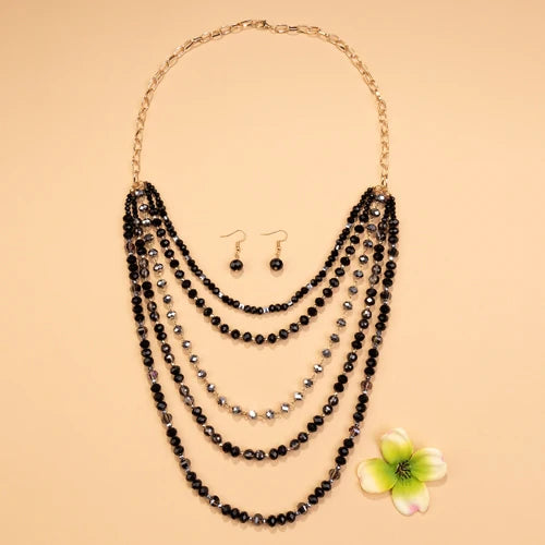 Crystal Beaded Layered Necklace