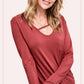 Super Stretchy Cutout Front Pocket Long Sleeve Top