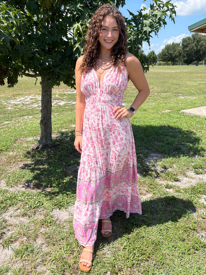 Border Print Maxi Dress