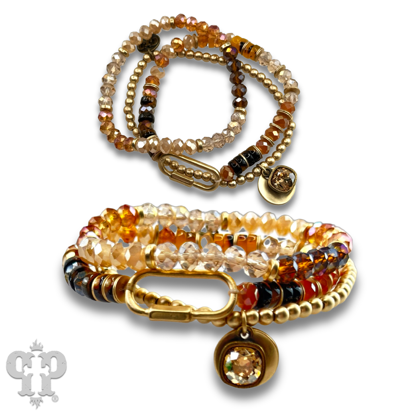 Three strand bracelet with screw lock and Austrian crystal