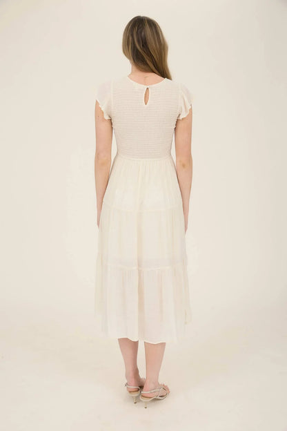 SMOCKED TIERED MIDI DRESS - Southern Sassy Boutique