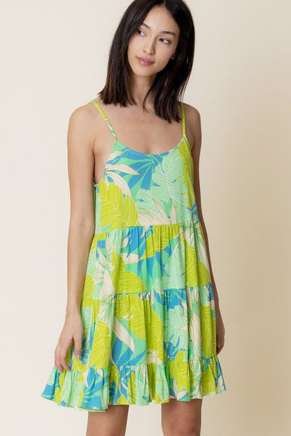 Babydoll Tropical Print Mini Dress