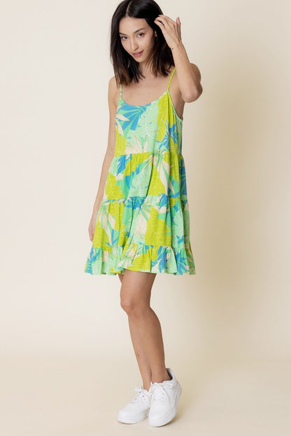 Babydoll Tropical Print Mini Dress