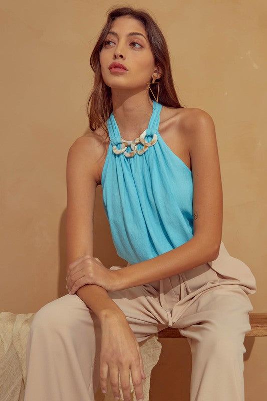 Halter Top with Chain Detail