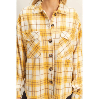 Collared Plaid Shacket - Southern Sassy Boutique