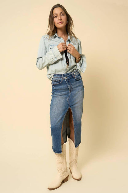 CROSSOVER MIDI SKIRT - Southern Sassy Boutique