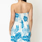 Tropical Print Smocked Tube Mini Dress