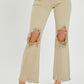 Risen High Rise Distressed Knee Frayed Ankle Cut Pants
