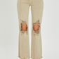 Risen High Rise Distressed Knee Frayed Ankle Cut Pants