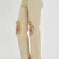 Risen High Rise Distressed Knee Frayed Ankle Cut Pants