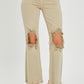 Risen High Rise Distressed Knee Frayed Ankle Cut Pants