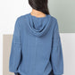 Raw Edge Knit Henley with Hooded Detail