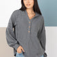 Raw Edge Knit Henley with Hooded Detail