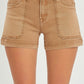 Mid Rise Front Patch Pocket Shorts